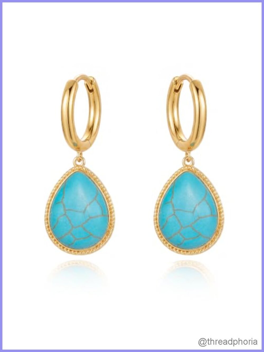 Turquoise Dangle Earrings for Women Gold Western Jewelry Teardrop
